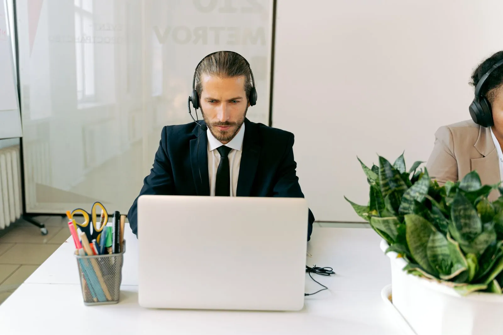 US-based contact-center team at their desks